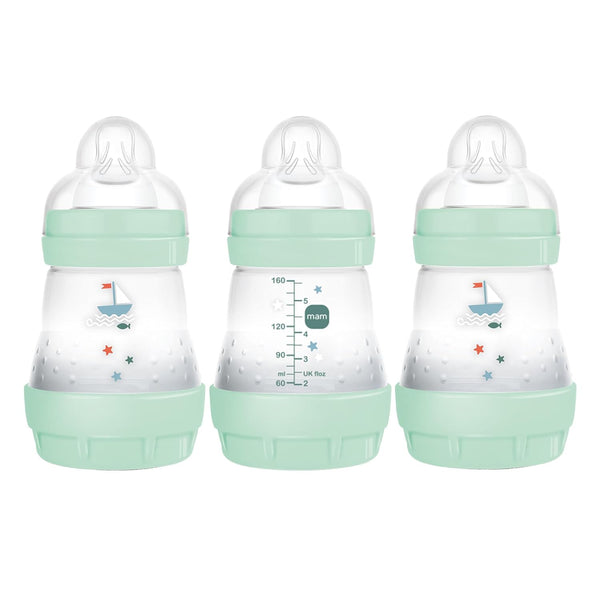 MAM 5oz Easy Start Anti-Colic Baby Bottles, Slow Flow, Breastfeeding-Like Silicone Nipple, BPA-Free