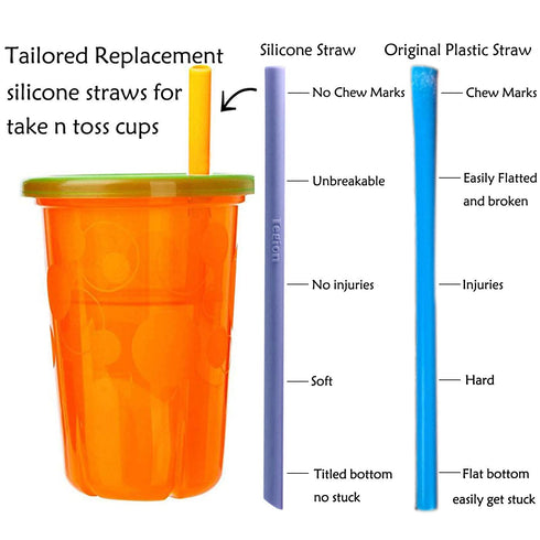 Mini Short Pinch Test Passed 5.5" Replacement Reusable Silicone Small Straws for Toddlers & Kids, Safe Fun for Baby