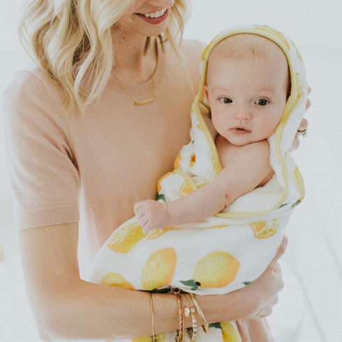 Little Unicorn Soft Cotton Hooded Bath Towel for Infants - Lemon Design