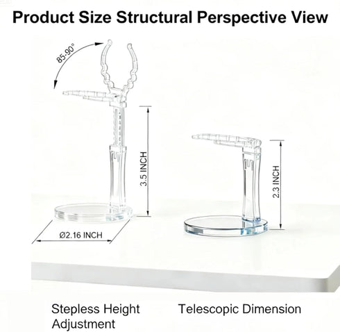 3-7" (2Pack) Clear Acrylic Doll Stand - Adjustable Holder for Sitting/Standing Collectibles, Tool-Free Installation