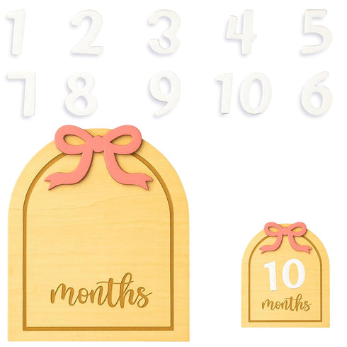 ZHLKHIOP Monthly Milestone Signs, Baby Milestone Signs for 12 Months, Wooden Baby Months