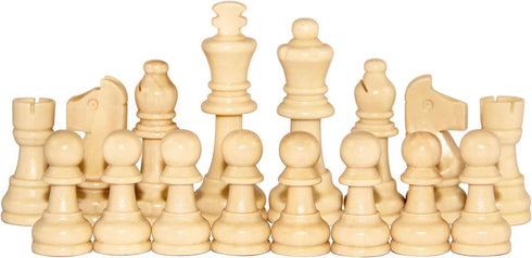 ASNEY Wooden Chess Pieces, Tournament Staunton Wood Chessmen, 3.15” King Figures, Includes Storage Bag