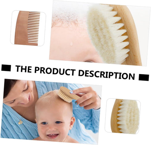 Set Baby Bath Brush Newborn Bathing Brush Wood Comb Kit for Boys and Girls