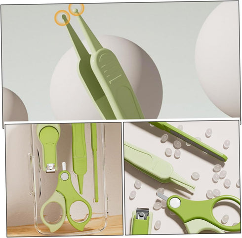 Set Trimmer Nail Clipper with Nail and File for Newborns Portable Grooming Kit in Green for Travel and Daily Use