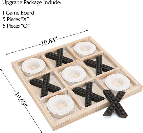 NIKKY HOME Rustic Wooden Tic Tac Toe Game Coffee Table Decor, 10.6 Inch Black & White Board