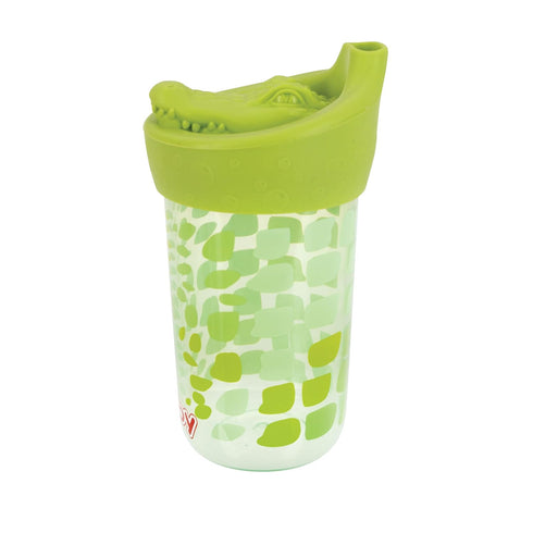 Nuby No Spill 3D Character Sippy Cup, 12 Ounce, Soft Touch Flo Silicone Top, Alligator