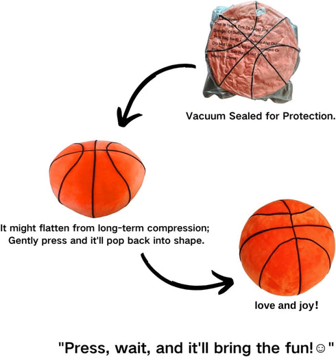 T play Basketball Plush Pillow, Soft Stuffed Throw Toy for Boys, Room Decor for Ages 1-3