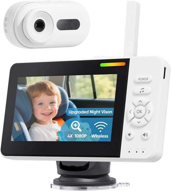 Elzeeo Wireless Baby Car Camera with Upgraded Auto Night Vision, 1080P HD Car