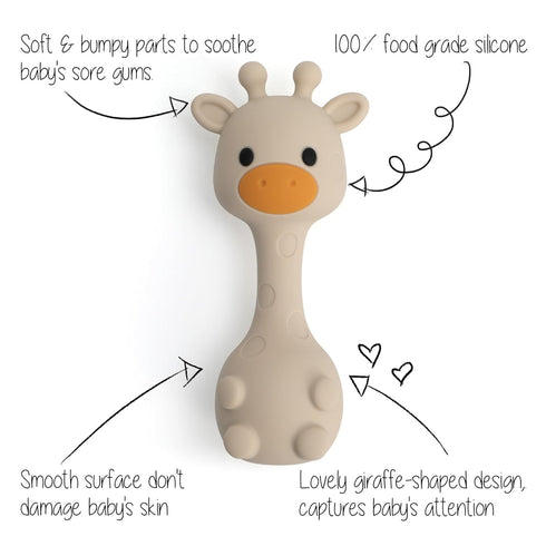 Sand Silicone Giraffe Rattle & Teether for Babies
