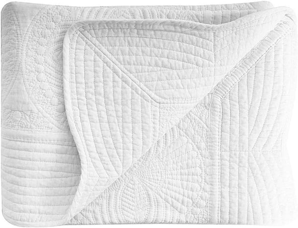 Boruiann House White Baby Quilt, Cotton Embossed Baby Blanket,36x46inch