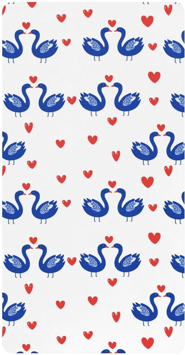 miaozhen Cotton Baby Crib Sheets for Boys Girls Ultra Soft Cartoon Animal Swan