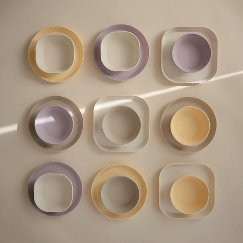mushie Set of 2 Round Dinnerware Bowls for Kids | Made in Denmark (Vanilla)