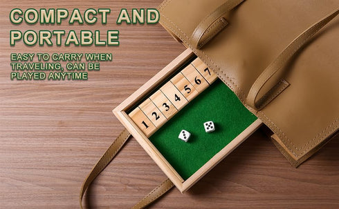 AIUAZA 2-Person Shut The Box dice Game,Wooden Board Games Competitive, Traditional bar, Travel, Family, Fun Math(Battle
