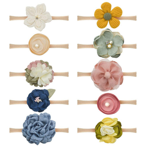 JIAHANG Baby Girls Hair Bow Headbands, 10PCS Nylon Floral Hair Accessories for Newborn Infant Toddlers