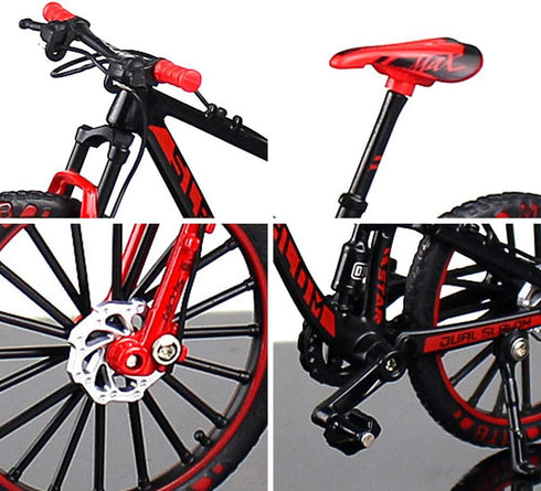 YEIBOBO Alloy Mini Downhill Mountain Bike Toy, Die-cast BMX Finger Bike Model (Black/Red)