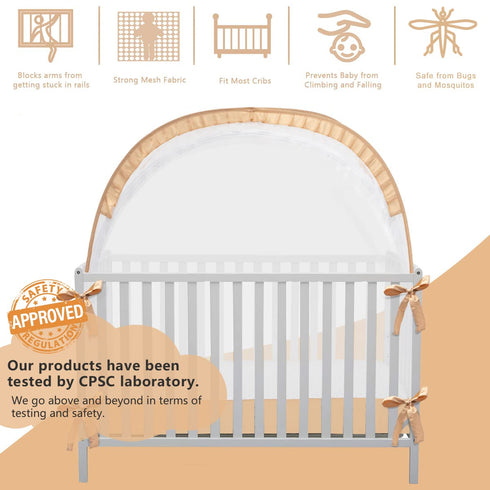 L RUNNZER Crib Tent, Portable Crib Tent to Keep Baby from Climbing Out, See-Through & Breathable Mesh Crib Net