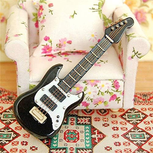 EatingBiting 1:12 Dollhouse Miniature Bass Guitar - Handcraft Musical Instrument for Dollhouse Furniture, 8.5cm