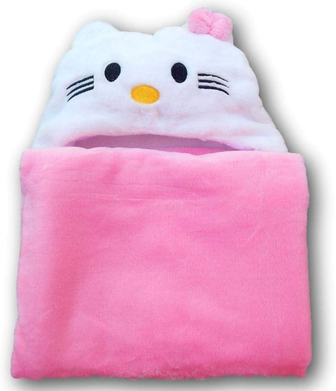 Hooded Toddler Blanket | Plush Soft Animal Baby Hoodie Blankie 36x27 + Hood, Light Pink