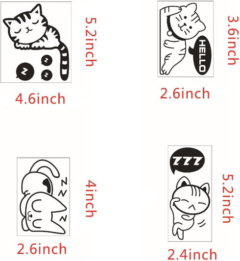 Cute Black Sleeping Cats Cartoon Wall Sticker, 4 Pcs Removable Switch Sticker, Light Switch Decor