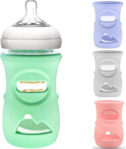 iLulala 4PCS Silicone Sleeves for Avent Natural Glass Baby Bottles, Anti Breakage Baby