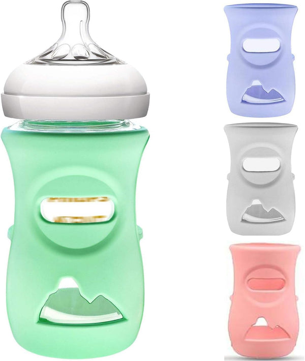 iLulala 4PCS Silicone Sleeves for Avent Natural Glass Baby Bottles, Anti Breakage Baby