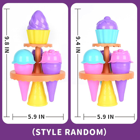 Beach Toys for Kids, 14pcs Sand Toys with Mesh Bag, Toddler Beach Essentials, Ice Cream Travel Sand Toys for Outdoor