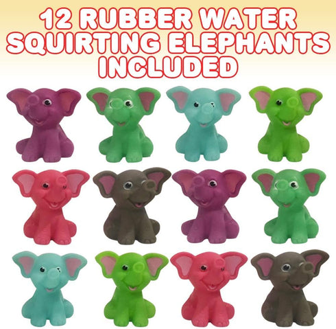 ArtCreativity Pack of 12 Rubber Water Squirting Elephants, Safe Bathtub and Pool Toys for Kids