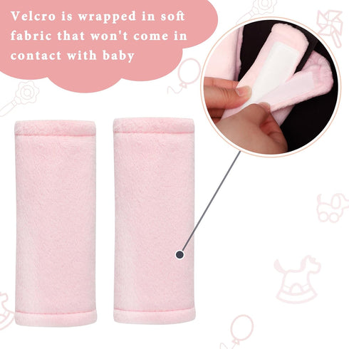SWESEN Baby Car Seat Belt Covers for Boys and Girls, Carseat Shoulder Padding, Soft Car Seat Neck Cover, Mink Car Seat