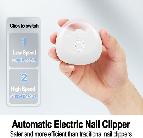 SCAIKTIG 2 Trimmer Automatic Electric Nail Clipper with LED Light & Speeds with Nail Scraps Storage, USB Rechargeable