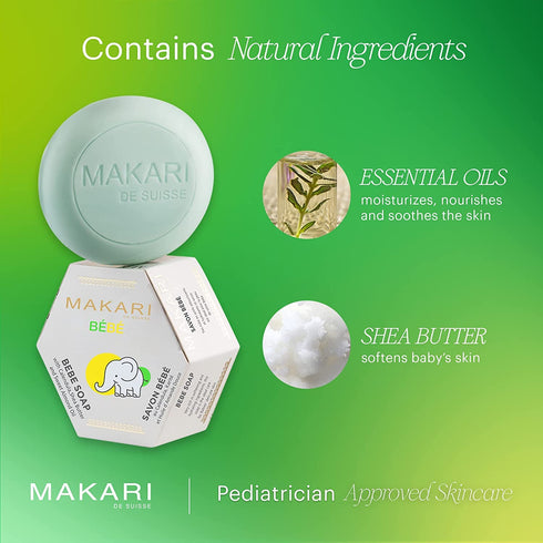 Makari Baby Soap (5.4oz) - Moisturizing Daily Bar Soap for Delicate Skin with Shea Butter & Botanical Ingredients