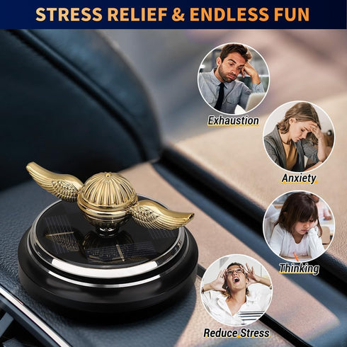 Car Solar Energy Fidget Spinner Toy for Kids & Adults, Sunshine Powered Spinning Top for Stress Relief & Decor