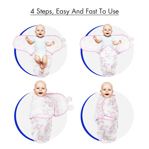 4-Pack 0-3 100% Organic Baby Swaddle Sleep Sacks, Swaddles for Newborns Baby Essentials, Infant Months, Cotton Soft