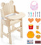 BABESIDE Wooden Baby Doll High Chair Set for 15-20 Inch Dolls Furniture,