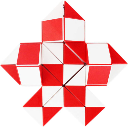 Mipartebo Magic Snake Cube Twist Puzzle, 48 Wedges Large Size Fidget Toy for Kids and Adults, Red