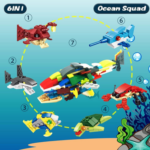 WODMAZ Valentines Day Cards with Sea Animal Building Blocks, 24 Packs Valentine Gift for Kids