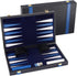 GSE Games & Sports Expert Premium Leather Backgammon Game Set with Leather Case, Travel Folding Board (Black&Blue)