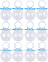 Milageto Pack 12 of Fillable Candy Bottles Pacifier Shaped Baby Favors Blue/Pink, Blue