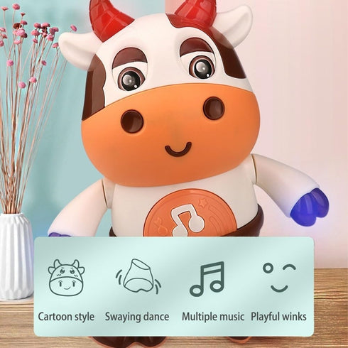rafonie Dance Cow Light up Dancing Cow for Active Fun, Dancing Cow Toy, Musical Cute Cow, Interactive Music Crawling