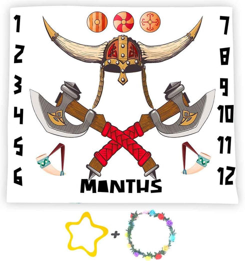Viking Baby Monthly Milestone Blanket - 48x40in Soft Flannel, Newborn Mom Gifts, Baby Shower Age Growth Tracker