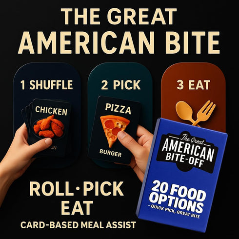 NY HORIZON 20 The Great American Bite-Off Food Decision Cards for Dinner | Food Options Card Deck | Food Dice