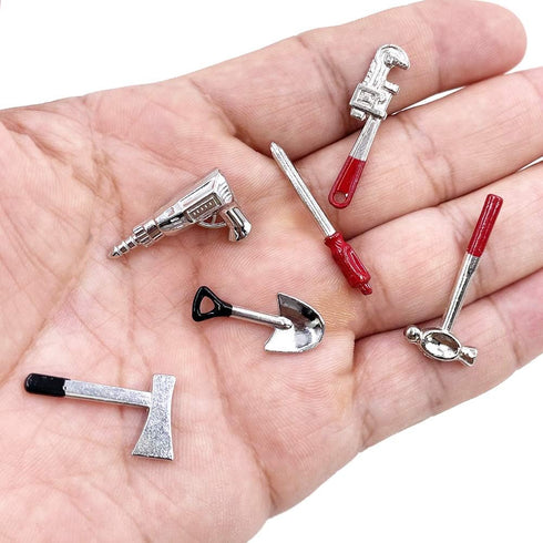 17PCS 1:12 Miniature Doll House Tools - Metal Home Repair Multi-Tool Set for Dollhouse Decoration