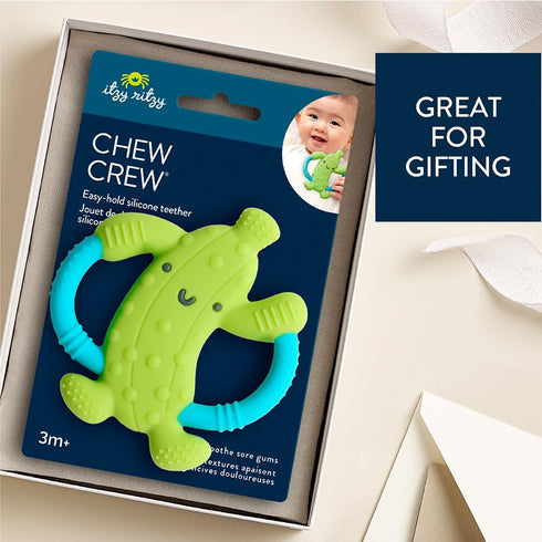 3 Itzy Ritzy Pickle-Shaped Baby Teether with Handles Silicone Teether for Babies with Easy-Grab Handles and Textured