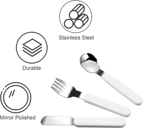 VANRA 3-Piece Children Knife Spoon Fork Set 18/10 Stainless Steel Child Flatware Set Kids Utensils Set with Case for Lunch Box (Fork Spoon Knife Combo) by VANRA