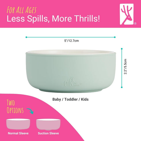 4 Pack Elk and Friends Kids Porcelain Bowls with Silicone Sleeves | Suitable for Babies/Toddlers | Microwave