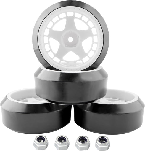4PCS 12mm Hub Wheels - 1:10 Hard Plastic RC Drift Car Tires for Traxxas HSP Tamiya HPI Kyosho On-Road Drifting Car