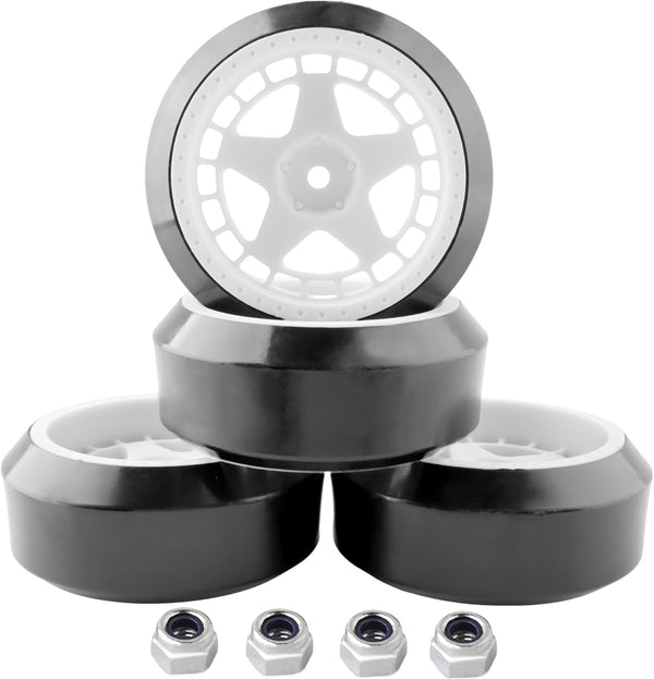 4PCS 12mm Hub Wheels - 1:10 Hard Plastic RC Drift Car Tires for Traxxas HSP Tamiya HPI Kyosho On-Road Drifting Car