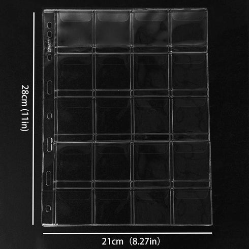 Uncle Paul Coin Collecting Pages, 5 Sheets, 20 Pockets, Standard 9-Hole Coin Pocket Inserts
