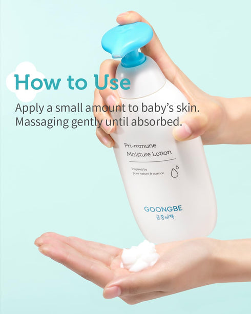 Pri-mmune 11.8 oz. GOONGBE Moisture Lotion - Korean Baby Body Moisturizer - Hypoallergenic Moisturizing & Calming Daily