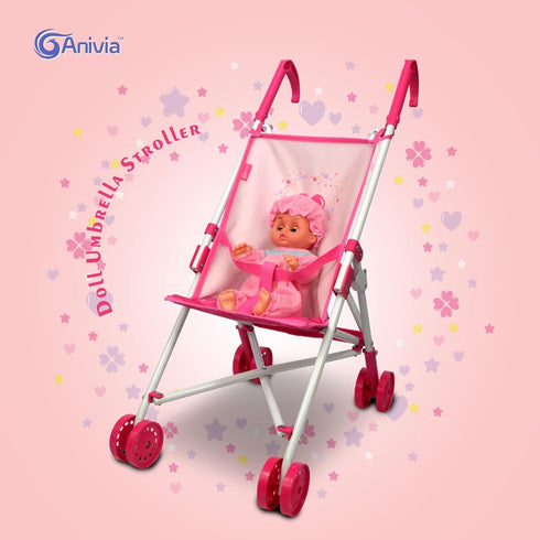 Foldable Heart Design Doll Stroller - Anivia Baby Doll Collection for Girls