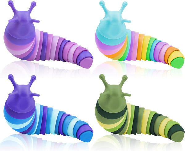 Cevioce 4Pcs Sensory Slug Fidget Toys for Adults & Kids - Cute Autism Sensory Party Favors for 3+ Year Olds (A)